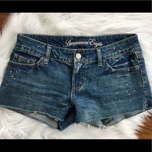 American Eagle Paint Splatter Denim Shorts